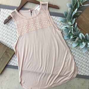 H&M Blush Tank Top with Crochet Neckline Detail